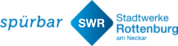 Weiße Schrift auf blauem Viereck. Das Logo der Stadtwerke Rottenburg.